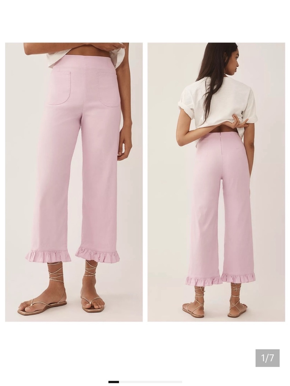 The Colette Magic Fabric Ruffle-Hem Crop Wide-Leg Pants by Maeve